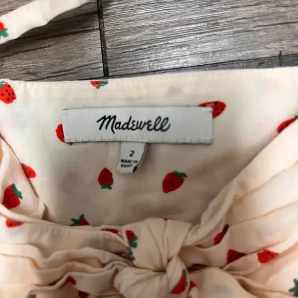 Madewell Strawberry Tie Front Cami Keyhole Top  Cotton Summer Sz 2 Cottagecore - Picture 5 of 12